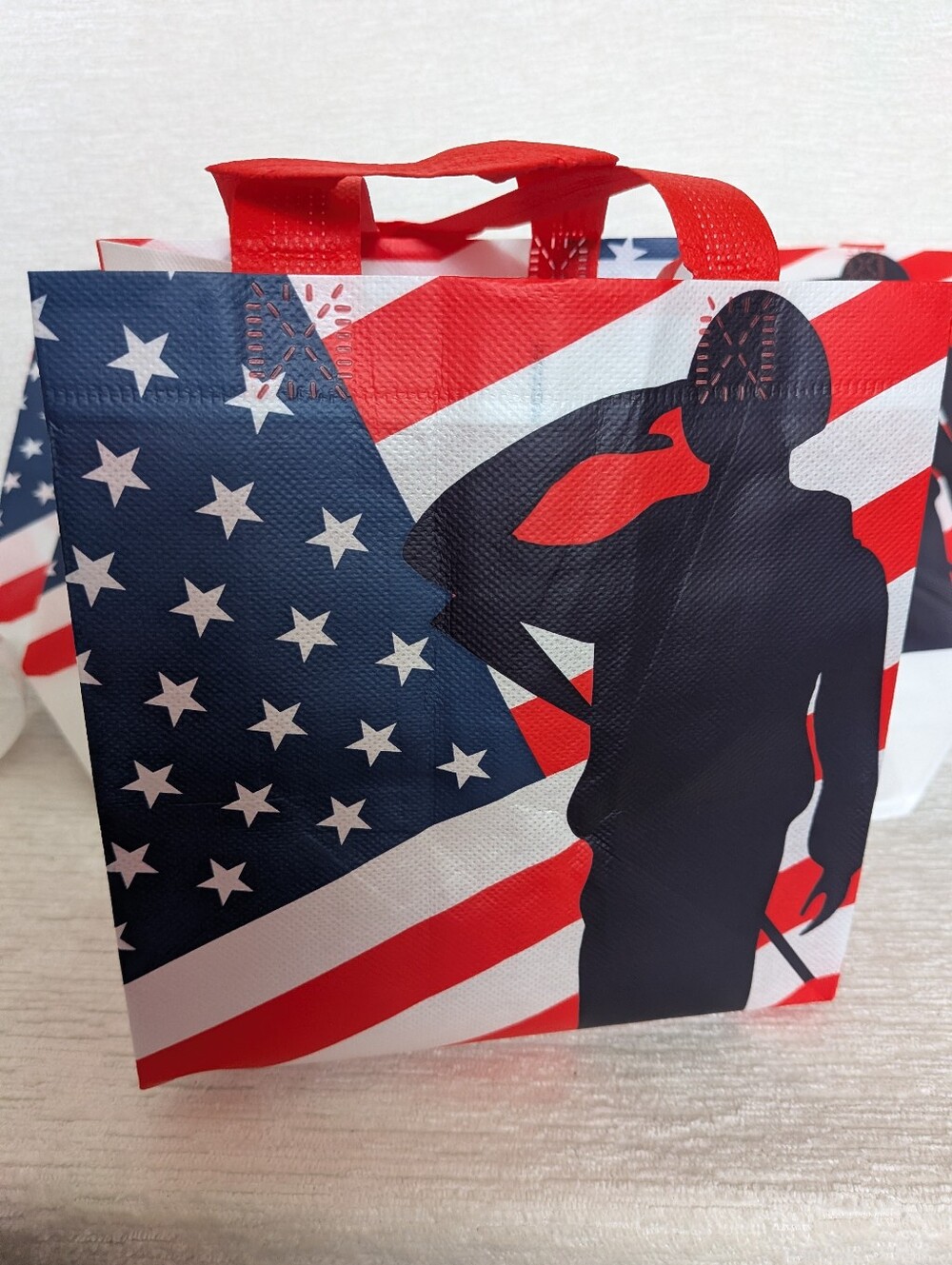 Patriotic Bags Set Of 8 - One Design Reusable Red White Blue Never Used